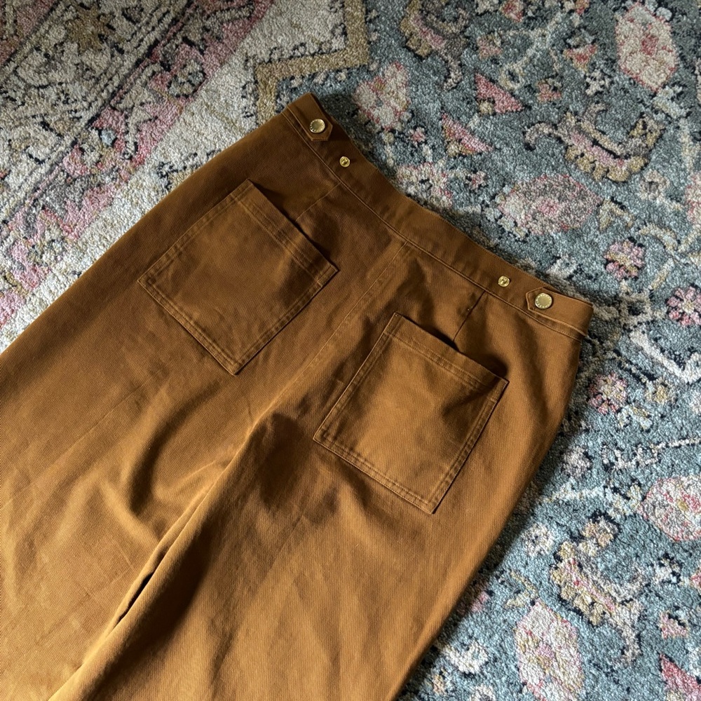 Barbour Allerston Trouser Wide Leg Pants in Gold Brown Sz 8 - Picture 12 of 13